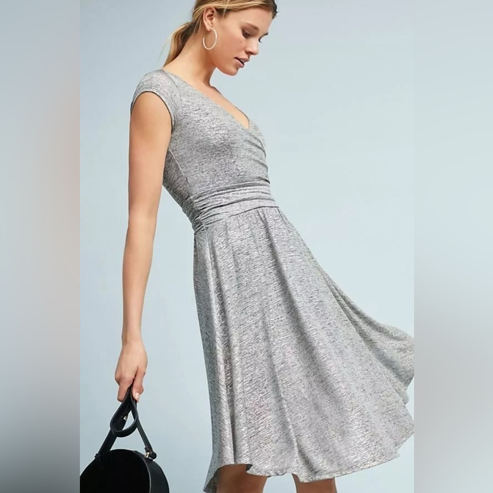 Anthropologie LP large petite Maeve Tamera wrap dress  silver gray metallic